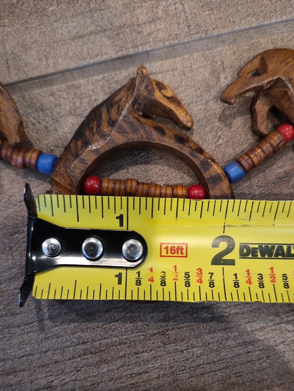 Vtg Wooden Safari Animals Beaded Necklace, Elephant, Giraffe, Wild Boar, & Rhino - Picture 15 of 15